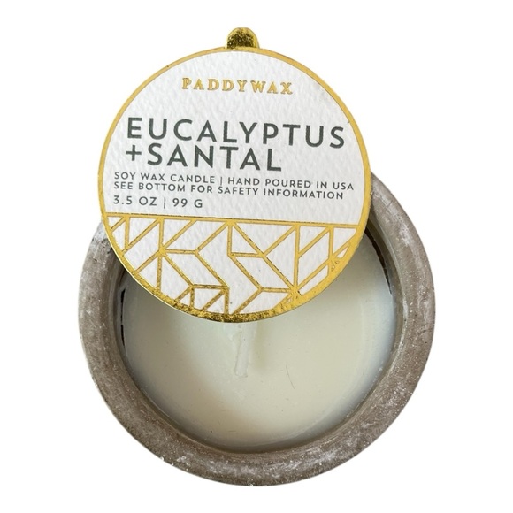 New Scented Candle PADDY WAX Eucalyptus & Santal Soy Wax Candle Concrete Base - Picture 5 of 7